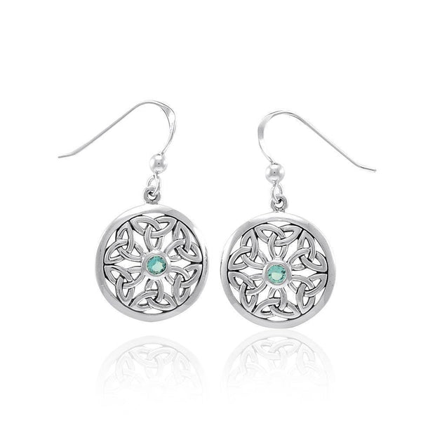 Celtic Trinity Knot Silver Round Earrings with Gemstone TER1388