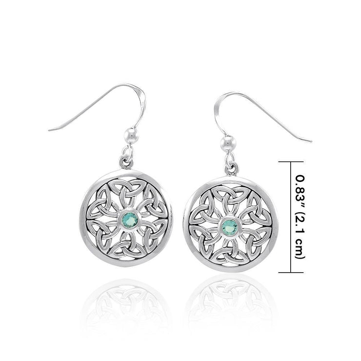 Celtic Trinity Knot Silver Round Earrings with Gemstone TER1388 Earrings