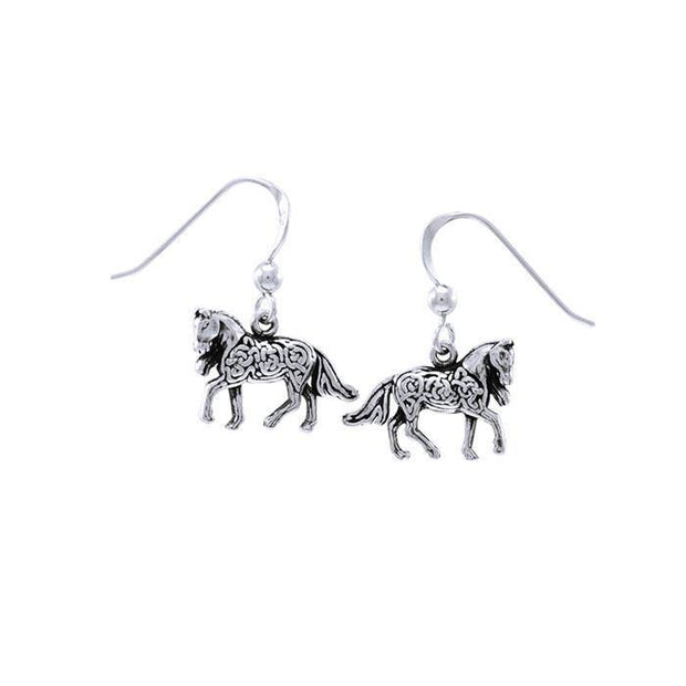 Brigid Ashwood Celtic Horse ~ Sterling Silver Hook Earrings TER1399