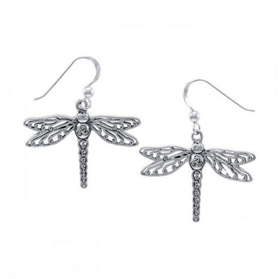 Shine your creative light ~ Sterling Silver Jewelry Dragonfly Hook Earrings by Cari Buziak TER1447