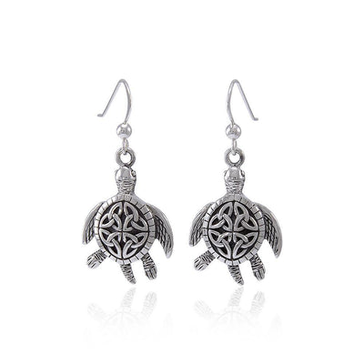 Celtic Knot Sea Turtle Silver Earrings TER1471