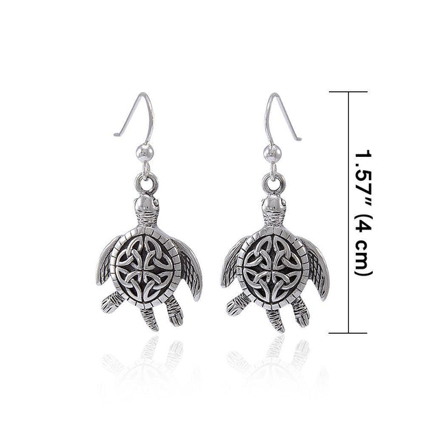 Celtic Knot Sea Turtle Silver Earrings TER1471