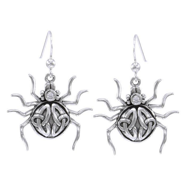 Spider with Triquetra Silver Earring TER1473