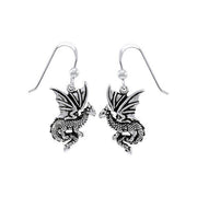Fantasy Dragon Silver Earrings TER1475