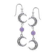 Celtic Knotwork Silver Crescent Moon Earrings TER149