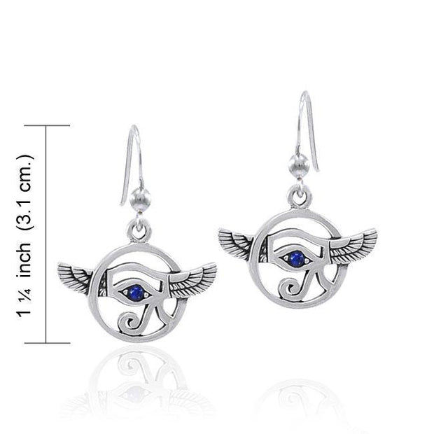 Winged Eye of Horus Silver Earrings TER1566