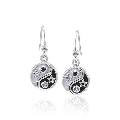 Star Yin Yang Silver Earrings TER1578