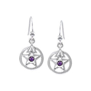 The Third Degree Pentacle Silver Earrings with Gemstone TER1586