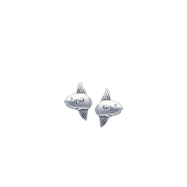 Sun Fish Sterling Silver Post Earrings TER1641