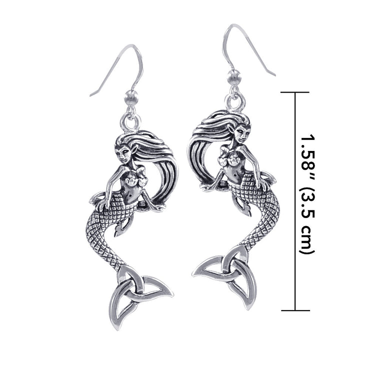 Mermaid Goddess with Trinity Knot Sterling Silver Earrings TER1662