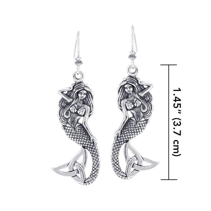 Lovely Mermaid Goddess with Trinity Knot Silver Earrings TER1663