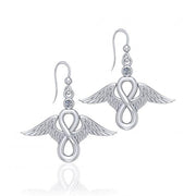 Angel Wings and Infinity Symbol with Gemstone Silver Earrings