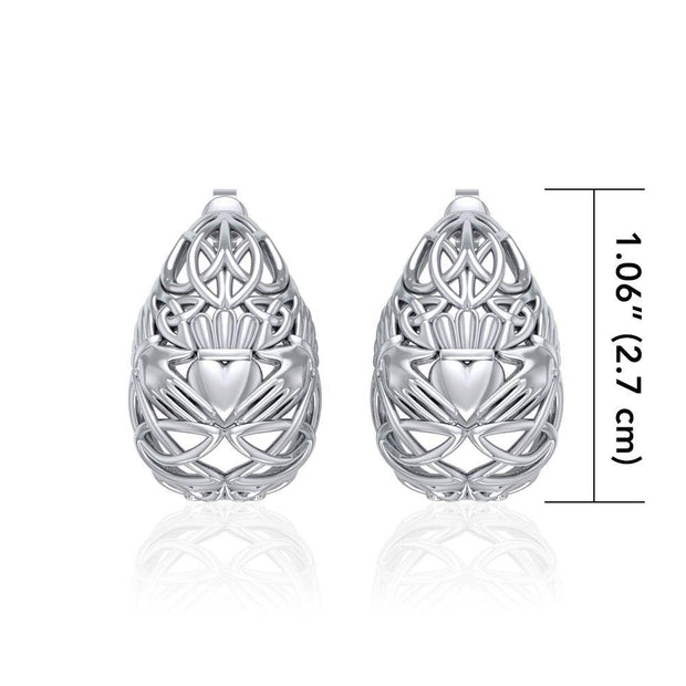 Celtic Claddagh Silver Post Earrings TER1673