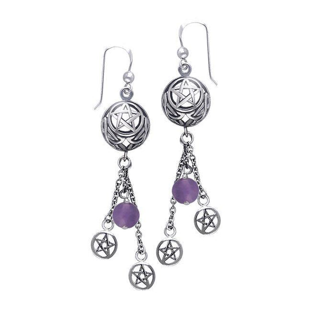 Pentacle Dangling Earring With Beads TER170
