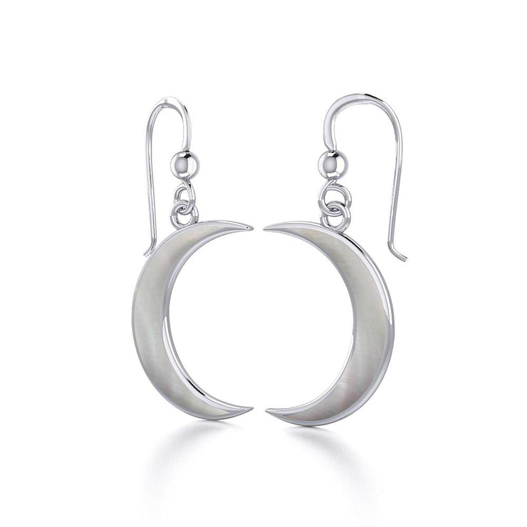 Wish Upon the Enchanting Silver Crescent Moon with Inlaid Earrings TER1743