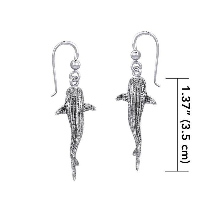 Small Whale Shark Silver Hook Earrings TER1745