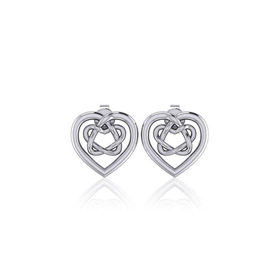 Small Celtic Heart Silver Post Earrings TER1748