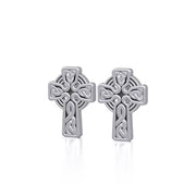 Irish Celtic Cross Sterling Silver Post Earrings TER1751