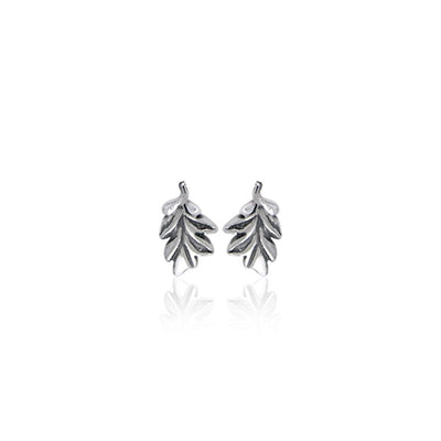Oak Leaves Silver Post Earrings TER1753