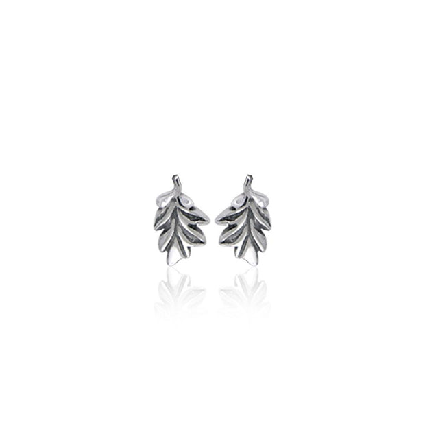Oak Leaves Silver Post Earrings TER1753