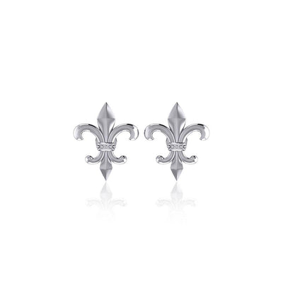 Fleur De Lis Silver Post Earrings TER1754