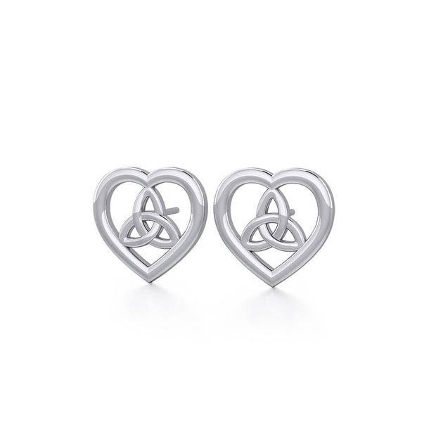 Heart with Trinity Knot Silver Post Earrings TER1755
