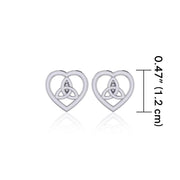 Heart with Trinity Knot Silver Post Earrings TER1755 - Peter Stone Wholesale