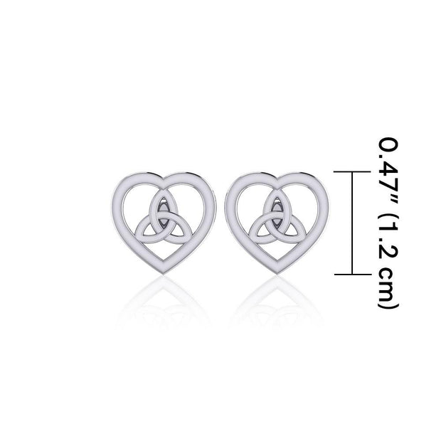 Heart with Trinity Knot Silver Post Earrings TER1755
