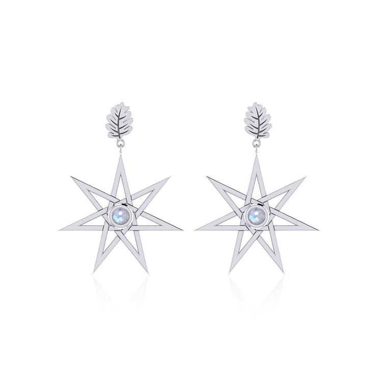 Dangling Gemstone Elven Star with Oak Leaf Post Earrings TER1764 - Peter Stone Wholesale