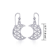 The Flower of Life in Crescent Moon Silver Earrings TER1780