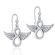 Angel Wings and Infinity Symbol Silver Earrings TER1781 - Peter Stone Wholesale