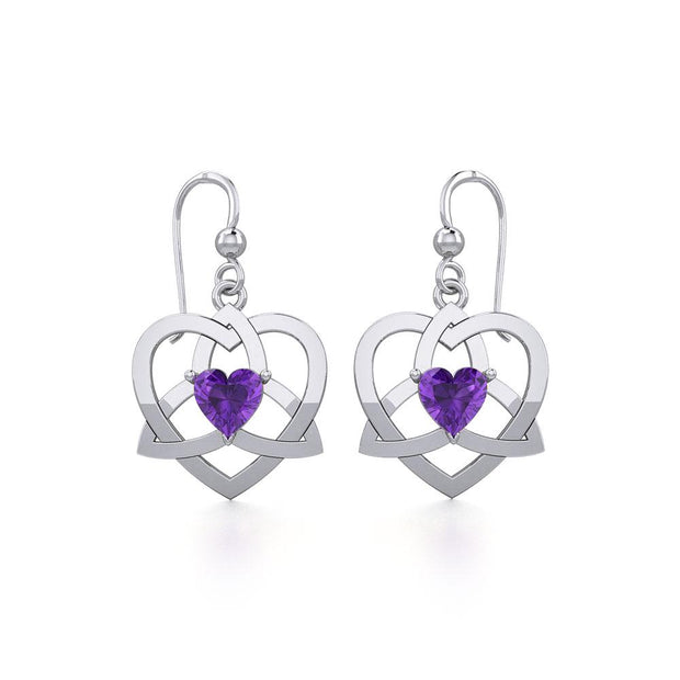 The Celtic Trinity Heart Silver Earrings with Gemstone TER1788
