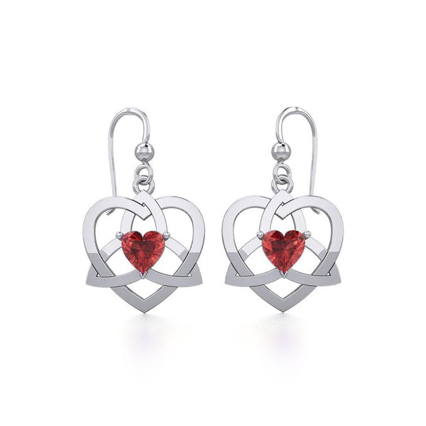 The Celtic Trinity Heart Silver Earrings with Gemstone TER1788