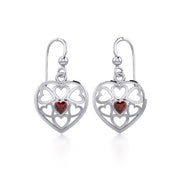 Hearts in Heart Silver Earrings with Gemstone TER1792