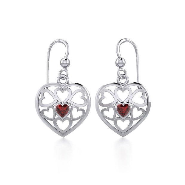 Hearts in Heart Silver Earrings with Gemstone TER1792