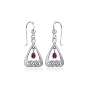 Celtic Knot Silver Earrings with Dangling Gemstone TER1794