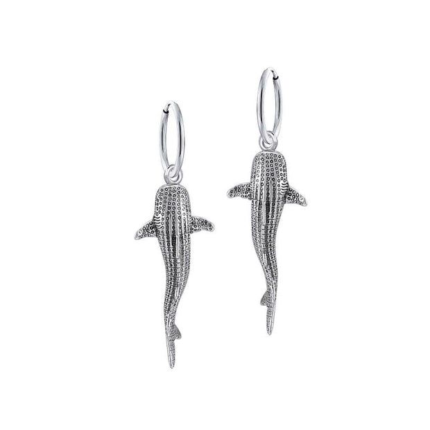 Small Whale Shark Silver Hoop Earrings TER1799 Earrings