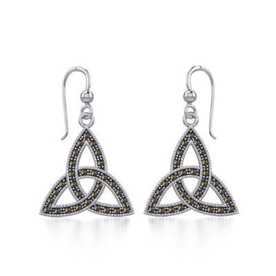 Sterling Silver Celtic Trinity Knot Earrings with Marcasite TER1801