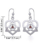 Silver Celtic Trinity Heart Earrings with Inlaid Recovery Symbol TER1802