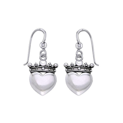 Cari Buziak Heart with Crown Silver Earrings TER1821