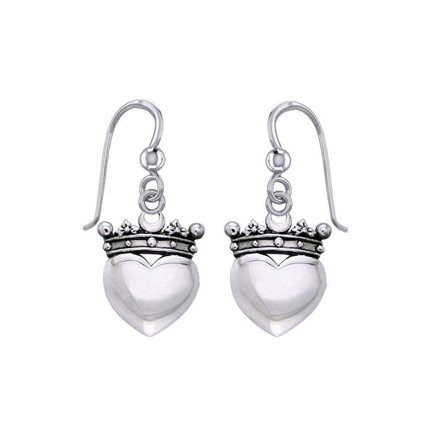Cari Buziak Heart with Crown Silver Earrings TER1821