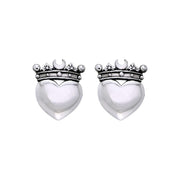 Cari Buziak Heart with Crown Silver Post Earrings TER1822