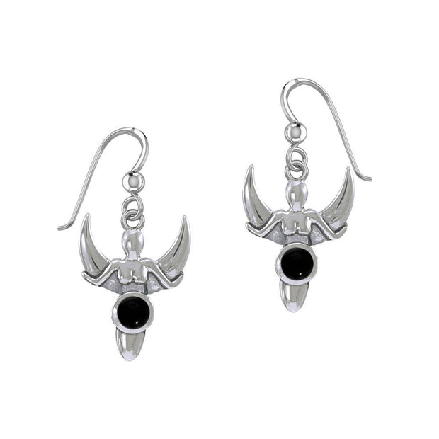 Goddess with Crescent Moon Silver Earrings with Gemstone TER1829