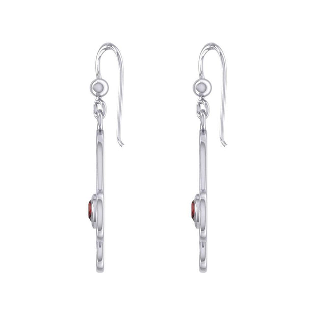 Celtic Spiral Triskele Silver Earrings with Heart Gemstone TER1831 Earrings
