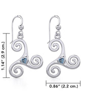 Celtic Spiral Triskele Silver Earrings with Heart Gemstone TER1831 Earrings