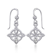 Celtic Quaternary Knot Silver Earrings with Gemstone TER1832