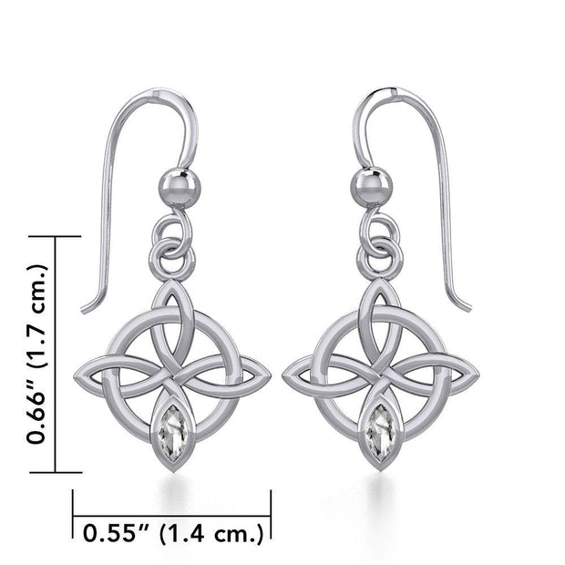 Celtic Quaternary Knot Silver Earrings with Gemstone TER1832