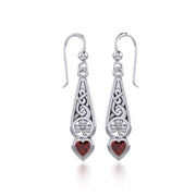 Celtic Knotwork Silver Shamrock Earrings with Heart Gemstone TER1834