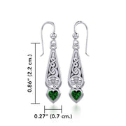 Celtic Knotwork Silver Shamrock Earrings with Heart Gemstone TER1834
