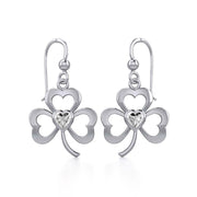 Silver Shamrock Earrings with Heart Gemstone TER1835